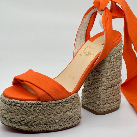 Christian Louboutin MARIZA DU DESERT Platform Heels Espadrille Sandal Shoes - Picture 5 of 14